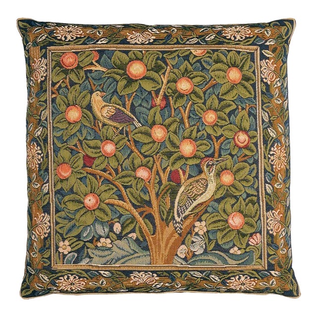 Woodpecker Tapestry Cushion With Feather Filler - 46x46cm (18"x18") For Sale