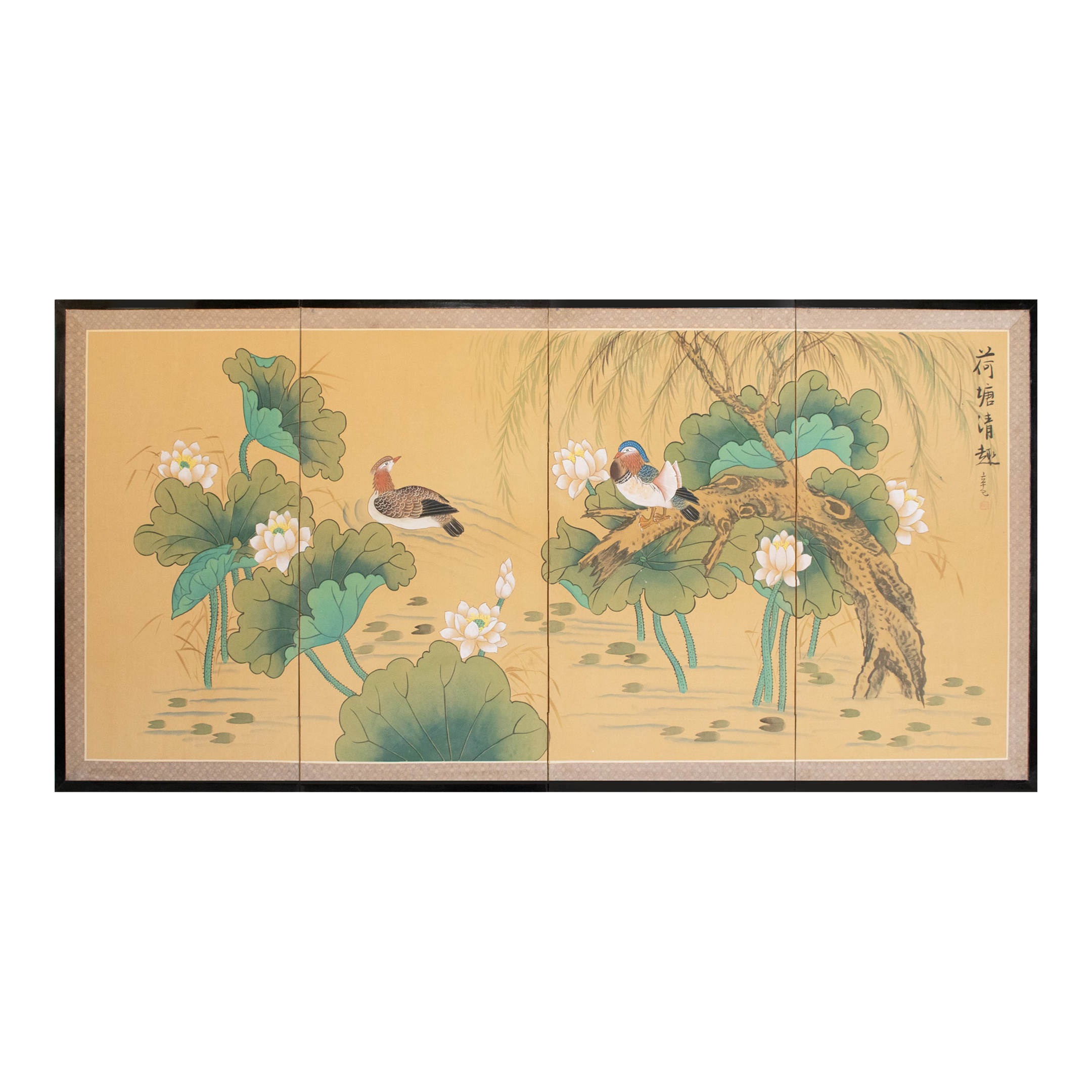 C. 1980s Asian Painted Silk Screen \, image size:2160x2160