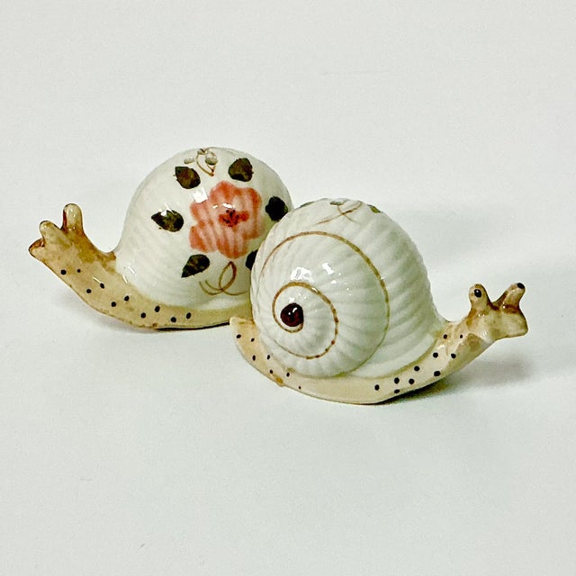 1940s Vintage Boho Chic Coastal Snail Salt & Pepper Shakers - A Pair For Sale - Image 12 of 16