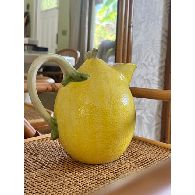 **DESCRIPTION** A stunning example of Portuguese majolica artistry: an original Bordallo Pinheiro style (unsigned) lemon...