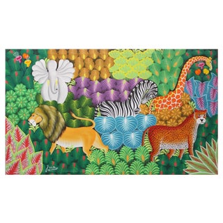 Joel Gauthier, Animals in the Jungle, Acrylic on Canvas, 1990s For Sale