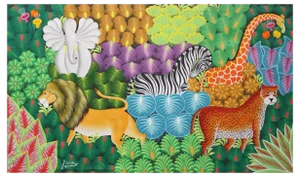 Joel Gauthier, Animals in the Jungle, Acrylic on Canvas, 1990s