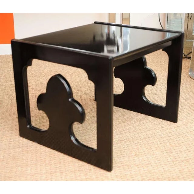 Vintage Ebonized Cut Out Wood Nesting Tables Set of 3 60's For Sale In Miami - Image 6 of 11