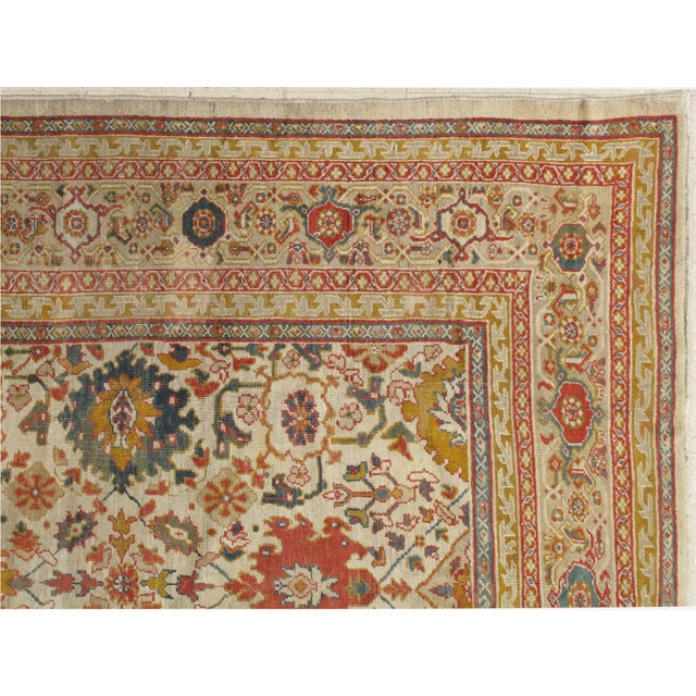 Antique Persian Sultanabad Carpet, Wool Ivory Oriental Rug Hand Knotted For Sale - Image 14 of 18