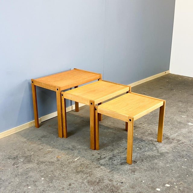 Mid-Century Oak Nesting Tables by Christian Jensen, 1960s, Set of 3 For Sale - Image 6 of 12