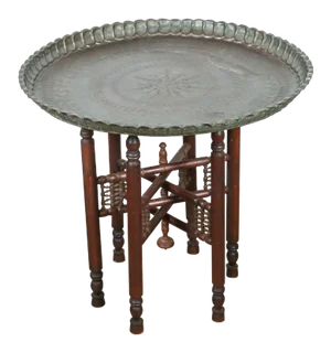 Persian Mameluke Tray Table on Wooden Folding Stand