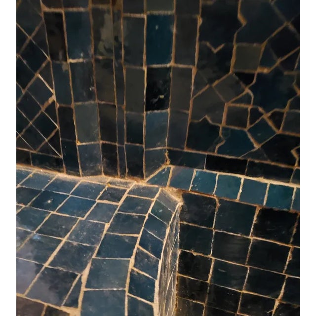 2020s Medium Size Petrol Blue Moroccan Mosaic Tile Fountain For Sale - Image 5 of 7