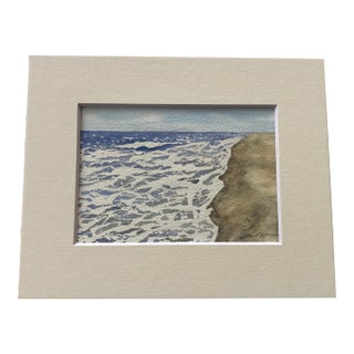 Nancy Smith Contemporary Signed Original Seascape “Land and Sea” Matted Watercolor Painting For Sale