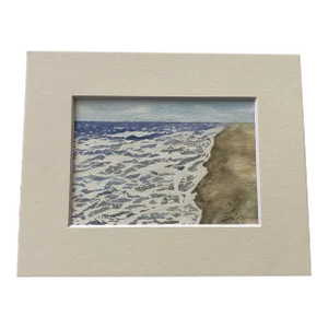 Nancy Smith Contemporary Signed Original Seascape “Land and Sea” Matted Watercolor Painting