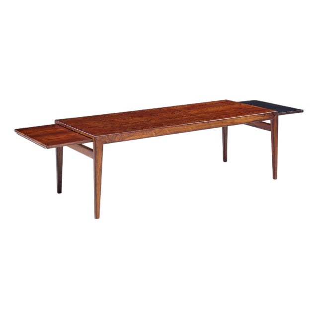 Johannes Andersen Mid Century Danish Rosewood Hidden Leaf Coffee Table For Sale