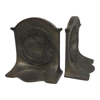 Antique Harvard University Bookends by Bradley Hubbard - a Pair For Sale