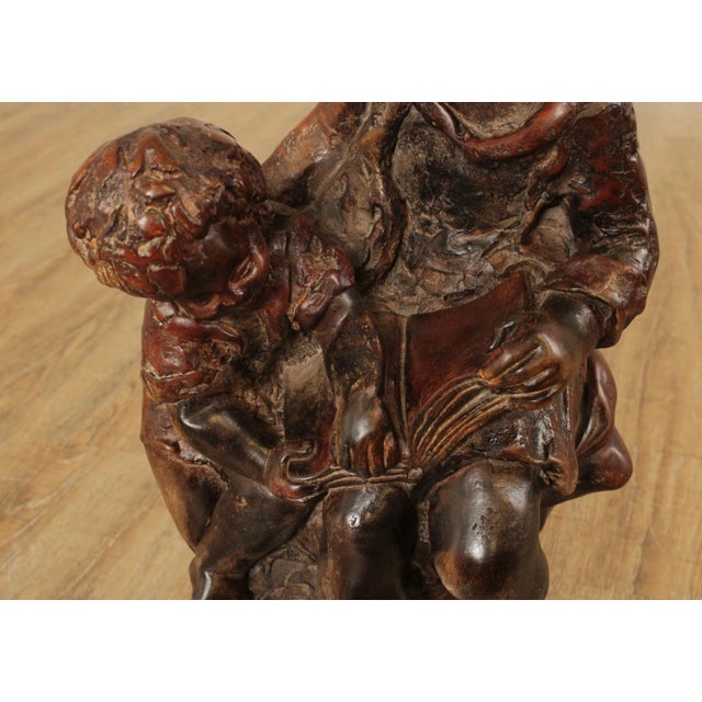 Vintage Mother & Child Reading Sculpture For Sale - Image 4 of 13
