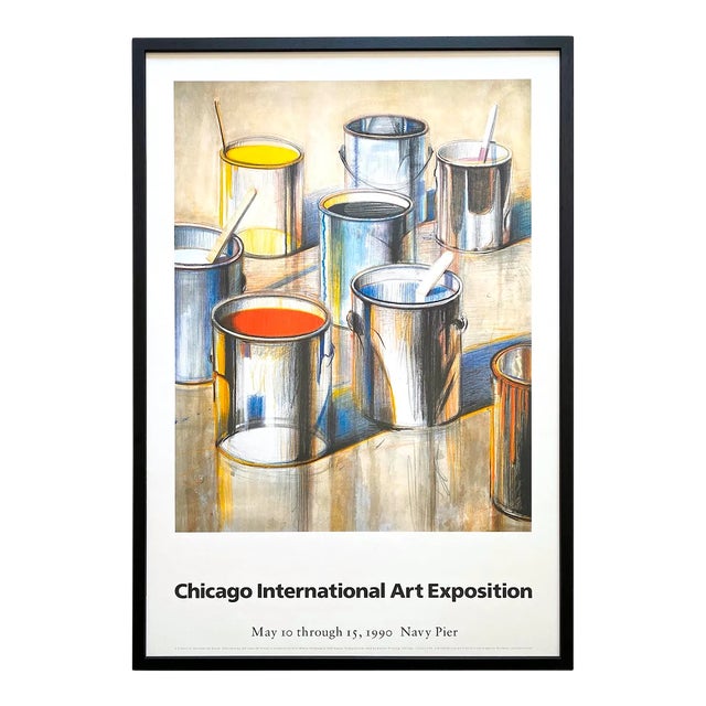 Wayne Thiebaud Vintage 1990 Lithograph Print " Paint Cans " Large Framed Pop Art Exhibition Poster For Sale