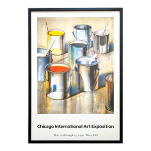 Wayne Thiebaud Vintage 1990 Lithograph Print " Paint Cans " Large Framed Pop Art Exhibition Poster