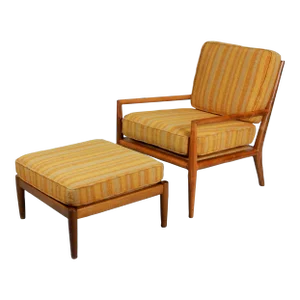 t.h. Robsjohn-Gibbings Design Lounge Chair & Ottoman by Widdicomb, 1950's