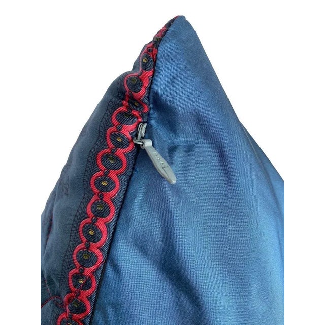 Vintage Blue Paisley Silk Twill Scarf Throw Pillow Cover For Sale - Image 4 of 5