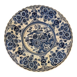 1950s Large Hand Painted Delft Platter For Sale