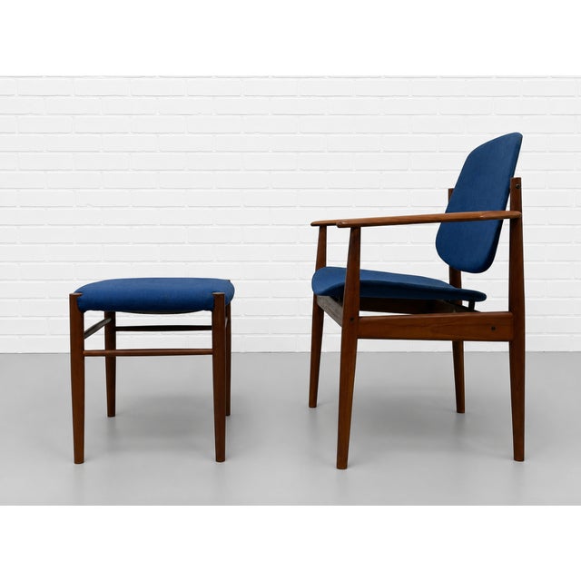 Arne Vodder Mid Century Modern Danish Teak Model 203 Armchair + Ottoman by Arne Vodder for France & Daverkosen, C. 1960's For Sale - Image 4 of 17