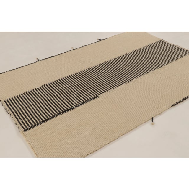 Rug & Kilim Rug & Kilim’s Contemporary Kilim With Striped Central Column in Black For Sale - Image 4 of 9