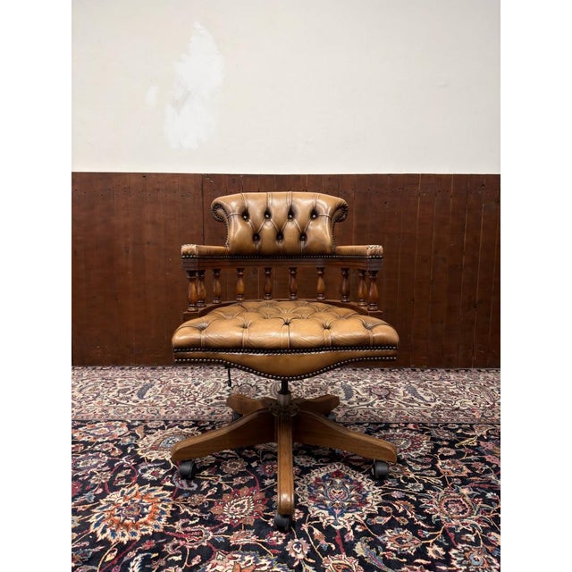About this English Chesterfield Office Chair Captain Chair Classic and Elegant | Antique office chairs in English, Classic...