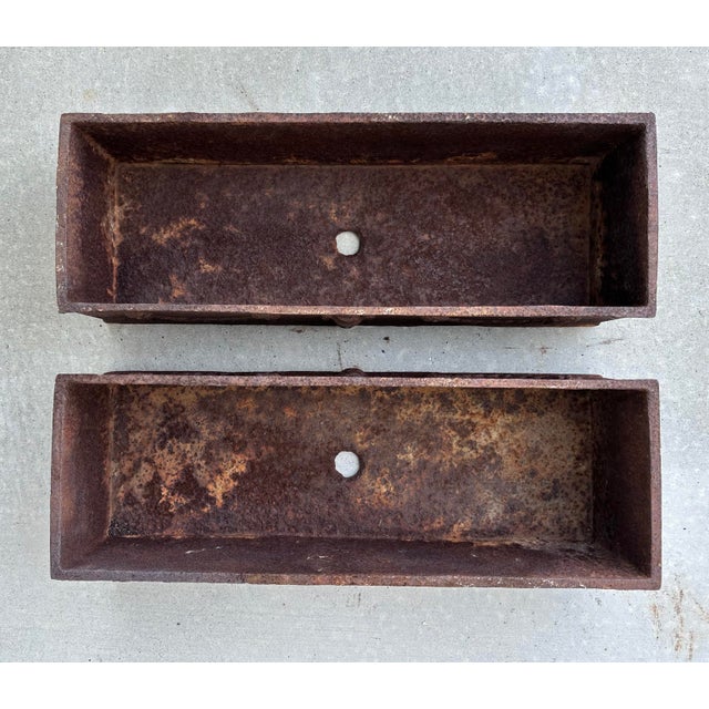 Metal 19th Century French Louis Seize Cast Iron Rectangular Planters - Set of 2 For Sale - Image 7 of 12