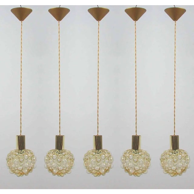 Mid-Century German Amber Glass Bubble and Brass Pendant, 1960s For Sale - Image 6 of 11