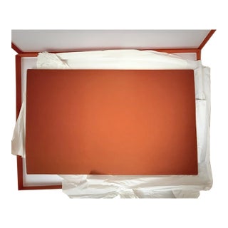 Hermes Leather and Felt Blotter (With Pocket) in Classic Hermes Orange and Light Gray. For Sale