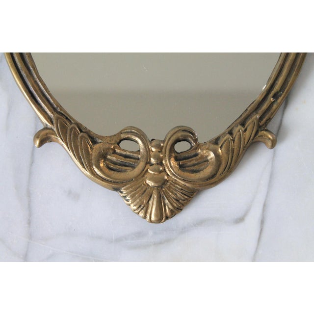Vintage Oval Brass Federal-Style Wall Mirror W/ Eagle Motif For Sale - Image 4 of 9