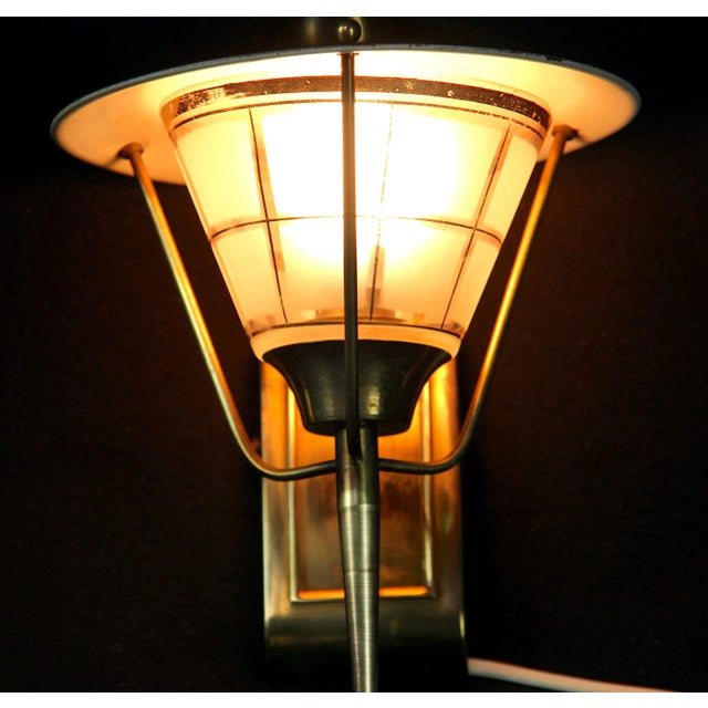 Mid 20th Century Maison Lunel Brass, Black Metal and Glass Sconces Lantern, Mid-Century, France - a Pair For Sale - Image 5 of 9