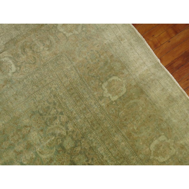 Green Early 20th Century Green Persian Tabriz Herati Rug - 10'4" x 13'2" For Sale - Image 8 of 12