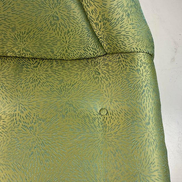 Wood 1960s Vintage Italian Luigi Tiengo Gondola Lounge Chair, Scalamandre Starburst Silk Embroidered Upholstery For Sale - Image 7 of 18