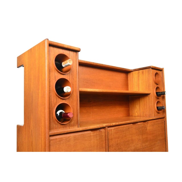 Mid 20th Century Freestanding Teak Cocktail Bar With White Laminate Top For Sale - Image 4 of 10