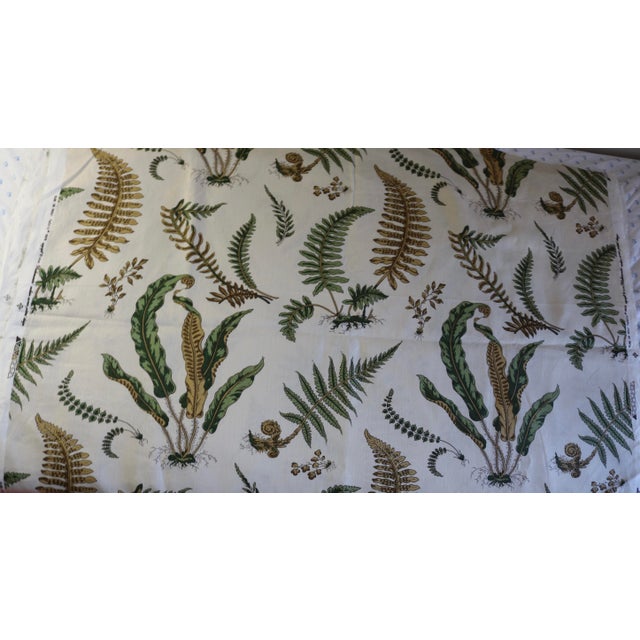 Textile Scalamandre Fsbrics Linen Greens on Ivory Designed by Elsie De Wolf For Sale - Image 7 of 7