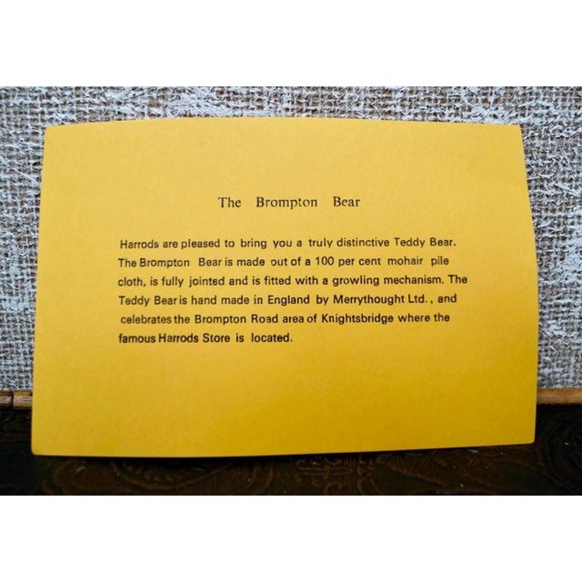 Vintage Limited Edition Brompton Bear by Merrythought for Harrods, 1990 For Sale - Image 13 of 14