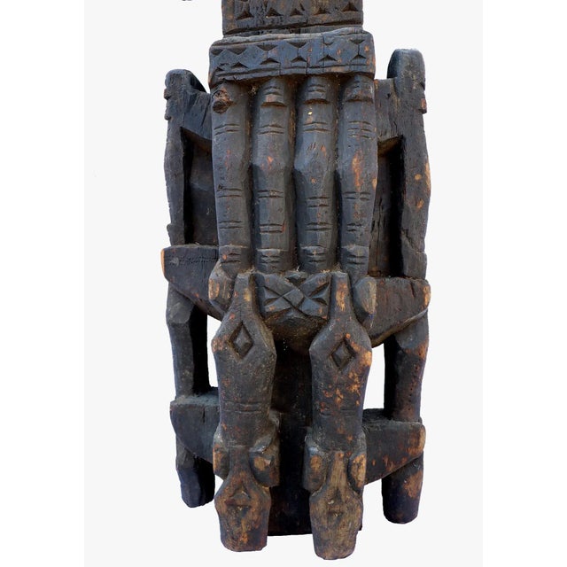 Antique Hand-Carved Wooden Pillar Column, Afghanistan / Pakistan, 1890s For Sale - Image 3 of 12