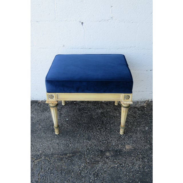 French Shabby Chic Painted Vanity Bedroom Bench Stool Ottoman For Sale - Image 13 of 13