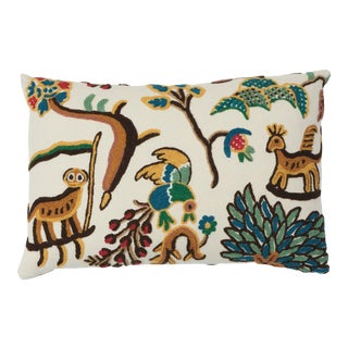 Schumacher Colonial Crewel Lumbar Pillow in Document For Sale