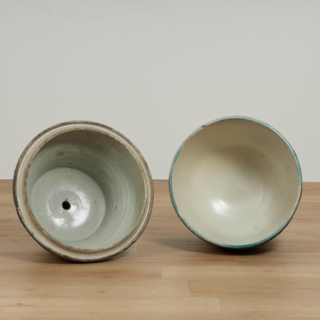 Pair of Vintage Moroccan Terra Cotta and Metal Lidded Urns For Sale - Image 14 of 16
