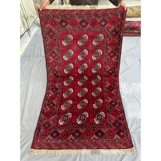 Red Bokhara Hand-Knotted Wool Rug - 5'8" X 3'4" For Sale - Image 13 of 13