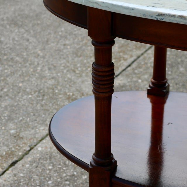 Vintage Marble Top Rolling Bar Cart by Pulaski For Sale - Image 9 of 15