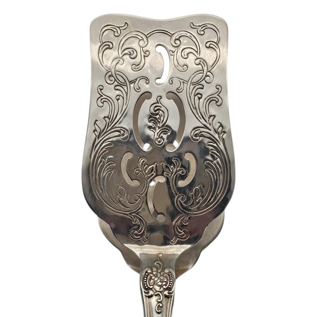 Wallace Grand Victorian Silverplate Pastry Serving Tongs Pierced Floral 9.5" For Sale - Image 9 of 13