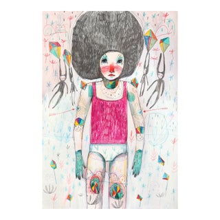 Flowers Colored Crystals and Awareness - Whimsical Figurative Original Artwork by Silvia Pavarini For Sale