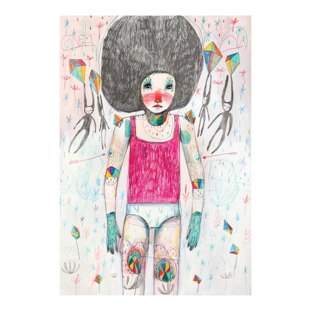 Flowers Colored Crystals and Awareness - Whimsical Figurative Original Artwork by Silvia Pavarini For Sale