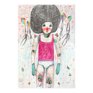 Flowers Colored Crystals and Awareness - Whimsical Figurative Original Artwork by Silvia Pavarini