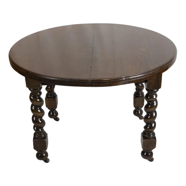 English Round Oak Extendable Table, 1880s For Sale