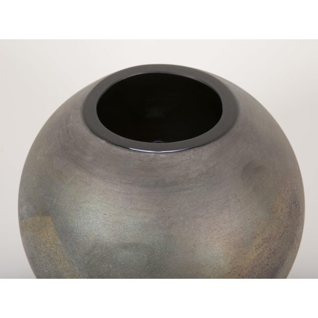 Cenedese Murano Glass Circle Vase with Iridescent Scavo Finish Chairish