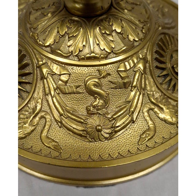 Early 19th Century Charles X Chiseled Gilt Bronze Candlestick Lamps Attributed Claude Galle - a Pair For Sale - Image 11 of 11