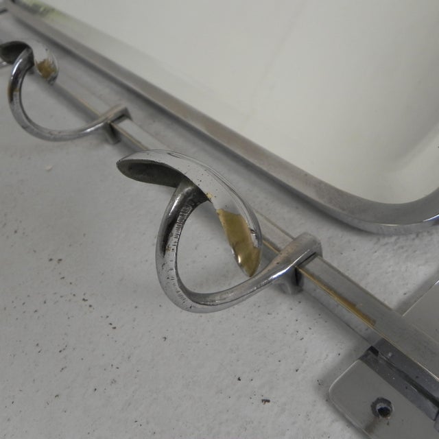 Art Deco Wall Coat Rack with Adjustable Faceted Mirror in Chrome Frame, 1930s For Sale - Image 13 of 14