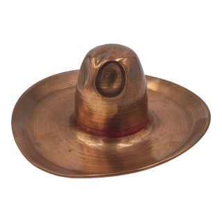 Vintage Hand-Hammered Mexican Copper Sombrero Ashtray or Catch-All For Sale