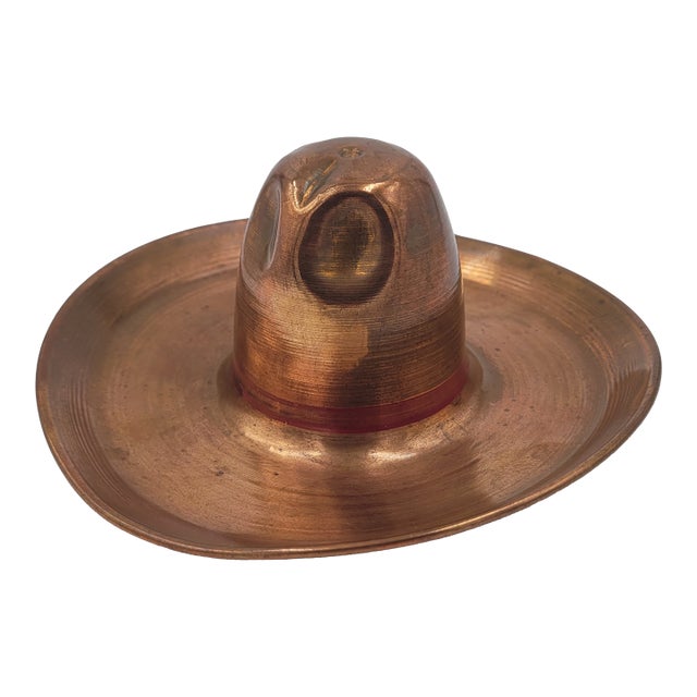 Vintage Hand-Hammered Mexican Copper Sombrero Ashtray or Catch-All For Sale